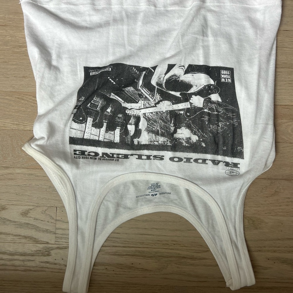 Brandy Melville White Tee with Black Graphic